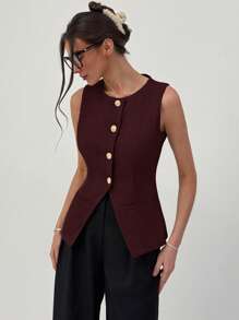 Aloruh 时尚无袖修身立领夹克，秋冬商务休闲女士