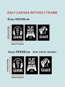 3pcs/Set Gamepad Pattern Unframed Painting, Modern Chemical Fiber Wall Art Painting For Home Wall Decor,Canvas,Poster - Black and White - View 2