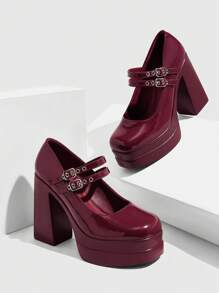 CUCCOO SZL Cuccoo Women's Minimalist Fashion Casual High Heel Pumps, Daily Wear - Burgundy - View 8