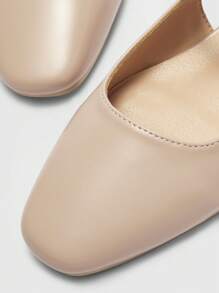 CUCCOO BIZCHIC Bailarinas de tacón bajo con punta cuadrada y diseño de Mary Jane en color albaricoque. Adecuadas para ir al trabajo, citas, reuniones, compras, vacaciones - Albaricoque - Ver 7