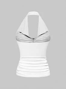 ROMWE J-Fashion Y2K 复古风格撞色条纹拼接低胸吊带背心女上衣