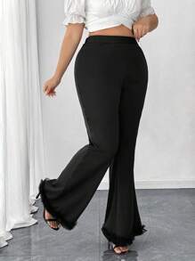 Elenzga 大码时尚优雅休闲、商务、旅行 3D 花卉下摆直腿阔腿裤，适合夏季、返校、毕业典礼、假期、情人节、音乐节、母亲节、万圣节、感恩节、复活节、国庆节、舞会、约会、派对、郊游 - 黑色 - 查看 5