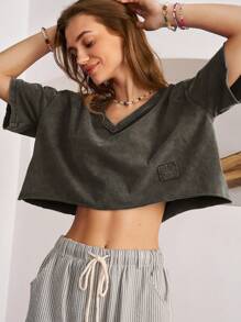 Bohemela Boho V-Neck Drop Shoulder Women T-Shirt