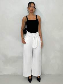 Glamine Glamine High Waist Belted Casual Vacation Minimalist Solid Color Women Loose Straight Pants,Spring/Summer, Easter,Graduation Outfit,Summer Clothes,Spring Outfits For Women,Country Concert Outfit,Club Outfits Women Sexy,Vacation Outfits Women Women Clothing Pants Women Pants Wide Leg