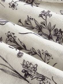 SHEIN MOD Plus Size Women's Romantic Black And White Floral Print Long Dress, Birthday Dress For Women, Casual Summer Dress, Flowing Women's Dress, Festive Style, Beach Dress Sundress, Bohemian Resort Wear,Milkmaid Dress - Multicolor - View 6