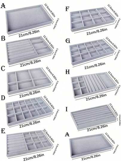 珠宝托盘收纳盒，珠宝项链耳环戒指展示收纳盒，可堆叠珠宝架盒化妆品收纳盒，适用于耳环项链戒指手链吊坠珍珠