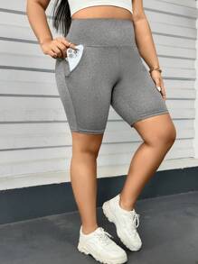 SHEIN Essnce 3 Packs Plus Size Casual Knitted Short Leggings With Side Pockets For Women - Multicolor - View 13