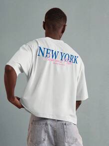SUMWON Áo phông phong cách đường phố đô thị New York cỡ lớn có in họa tiết cổ điển Áo thể thao thường ngày mùa hè Bộ sưu tập chuyển động chánh niệm Đồ họa thời trang đường phố - trắng - Xem 1