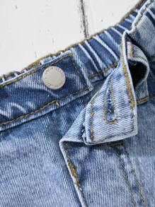 SHEIN Set de 2 pantalones cortos vaqueros desgastados en azul marino y azul claro para niñas jóvenes