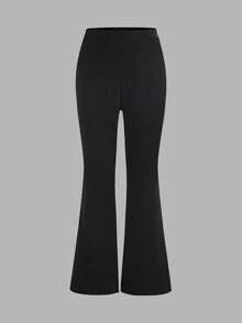 青春期女孩三件套：半透明欧根纱蝴蝶结衬衫、针织背心、针织喇叭裤、休闲甜美女孩装 - 黑色 - 查看 12