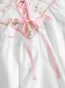 SHEIN MOD Vestido de lujo y soñador, romántico, con Top estilo corsé con volantes en cascada y lazo, hombros descubiertos, apropiado para citas, fiestas, vacaciones, té, cumpleaños, estilo retro palaciego