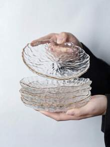 SHEIN 1pc Minimalist Vintage High-Quality Iceberg Texture Glass Fruit Bowl, Snack Plate, Home Decor Living Room Sophisticated Appetizer Salad Dish