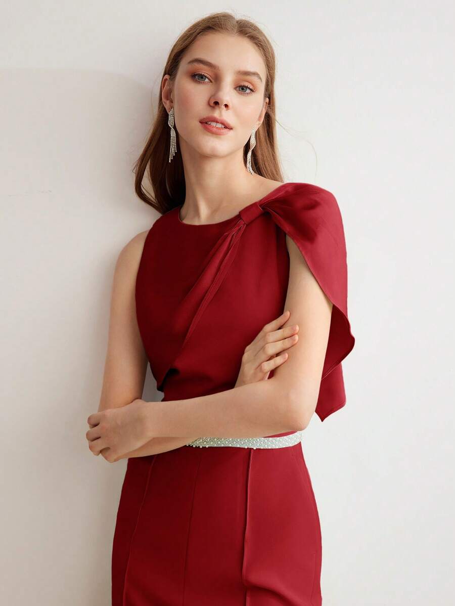 MOTF PREMIUM TWIST PINTUCK JUMPSUITS - Red - View 2