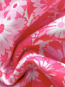 Swim Mod Bikini da donna per la primavera, a fascia sottile, con stampa floreale piccola a caso, con dettaglio intrecciato davanti, per l'estate