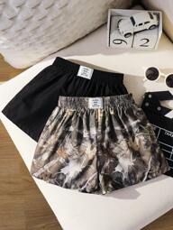 SHEIN 2pcs Ditsy Floral Letter Patched Elastic Waist Casual Shorts Set, Mommy&Me Style