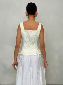 Glamine Blusa in chiffon con inserti in pizzo senza maniche per donna