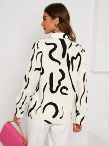 Aveloria Modichic Graphic Print Button Front Shirt Workwear Button Up Shirt Women  - Multicolor - View 2