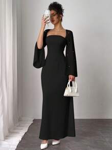 Firerie Bộ váy 2 mảnh vải chiffon hồng cho nữ - màu đen - Xem 4