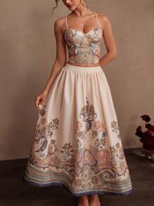 Savoree 女士度假、优雅、海滩、节日两件套服装、印花、春夏