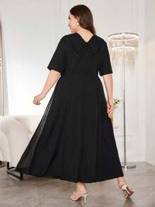 Modelyn Plus Size V-Neck Chiffon Patchwork Dress