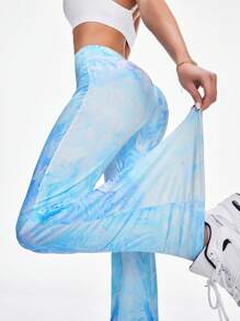 Easithlete Jambiere de damă Yoga Sports Dream Blue Marble Print