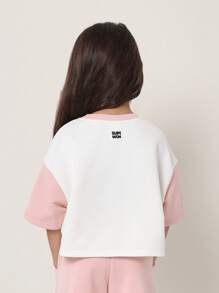 Sumwon Girls Crop T-Shirt Color Block Summer Casual Athletic Teen Short Sleeve Active Sport Training Top For School Spring - Multicolor - View 2