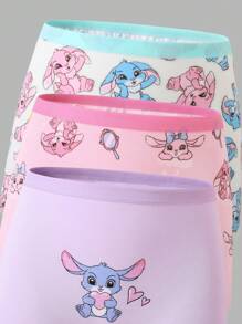 3 Sets Of Young Girl Cute Rabbit Print Cotton Underwear Set Back To School Fashion - Multicolor - View 7