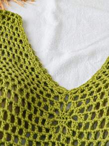 SHEIN Swim Copri-costume da spiaggia traforato lavorato a maglia con frange, ideale per le vacanze