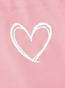 SHEIN Playful Pals 3 件套幼儿女孩柔软宽松休闲百搭短袖 T 恤，心形和“爱”字母印花，粉色、黑色、灰色，适合春夏季 - 彩色 - 查看 6