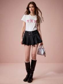 Enchnt 女士休闲简约风格裙子，适合日常穿着 - 黑色 - 查看 4