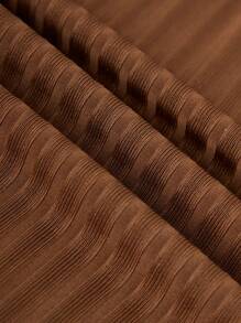 SHEIN BASICS Vestido sin mangas de punto de color liso, ajuste ceñido, cuello redondo, talla grande - Café integral - Ver 4