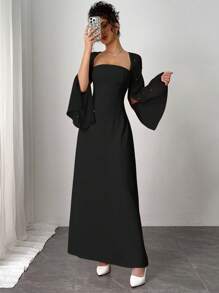 Firerie Bộ váy 2 mảnh vải chiffon hồng cho nữ - màu đen - Xem 7