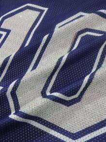 ROMWE MEN Prep Men's Jersey Sparkling Diamond Mesh Patchwork Sport Shirt, Athletic Jersey