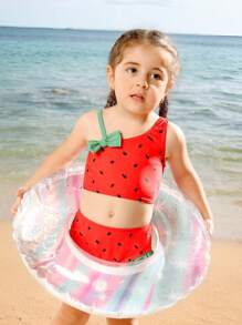 Young Girl Watermelon Print Tankini Swimsuit Set - Multicolor - View 7