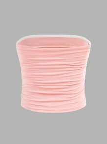 SHEIN Girlism 3pcs/Set Tween Girls Minimalist Comfortable Ruched Bandeau Tube Top Non-Slip Bralette - Multicolor - View 8