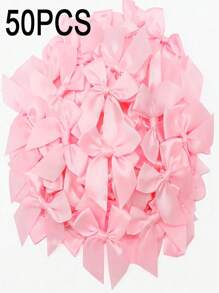 50 piezas de grandes lazos de cinta de satén de colores, moños artesanales, lazos de flores pequeñas blancas y rosas para regalos, decoración de pasteles/cumpleaños/cajas/regalos/envoltorios, accesorios DIY para el cabello/ramos de flores/cajas de regalo/decoración de pasteles (múltiples colores disponibles) para San Valentín, Día de la Madre, Día de San Valentín, decoración de bodas