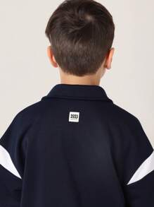 Tween Boys Nyc Sumwon Athletic Two-Piece Set Polo Sport Style Summer Outfit Navy White Varsity Collegiate Street Style Athletic Set - Navy Blue - View 6