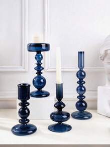 SHEIN 1pc European Style Simple Crystal Glass Candle Holder, Striped Long Pole Round Ball Shape Home Decorative Candlestick, Suitable For Dining Table And Decoration For Home, Hotel, Wedding, Etc.,Room Decor,Gifts