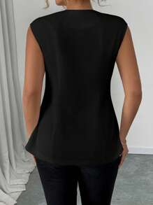 Elenzga Blazer elegante sin mangas delgado para uso de oficina en talla grande para mujeres