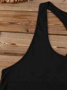 SHEIN LUNE Minimalist Casual Vintage Skull And Floral Graphic Plus Size Sleeveless Tank Top, Suitable For Summer - Black - View 5