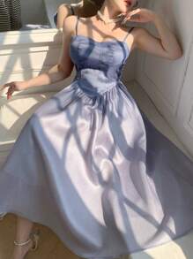 DAZY Ombre Color Sleeveless Pleated Midi Dress For Women