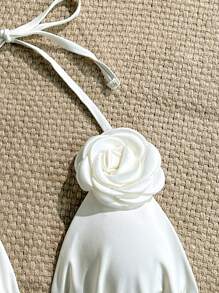 Soleia Beach Vacation Outfits Swimwear Women Swimsuit Summer Beach Outfits For Woman Vacation Outfits Woman  Rave Biquíni White Swimsuit Plus Size Women's Vacation Beach 3D Flower Decor Halter Bikini Top Burkini Swimsuit Going Out Tops Women - White - View 3