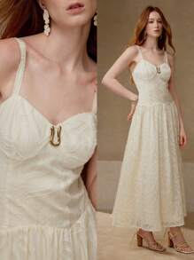 MOTF PREMIUM FLOWY GATHERED CAMI DRESS - Apricot - View 1