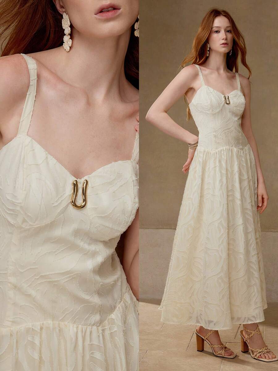 MOTF PREMIUM FLOWY GATHERED CAMI DRESS - Apricot - View 1