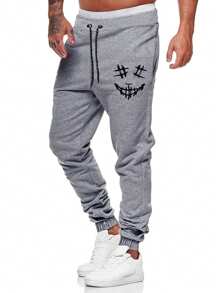 Manfinity LEGND Men's Grey Cropped Sweatpants With Unique Graphic Print And Pockets - Grey - View 5