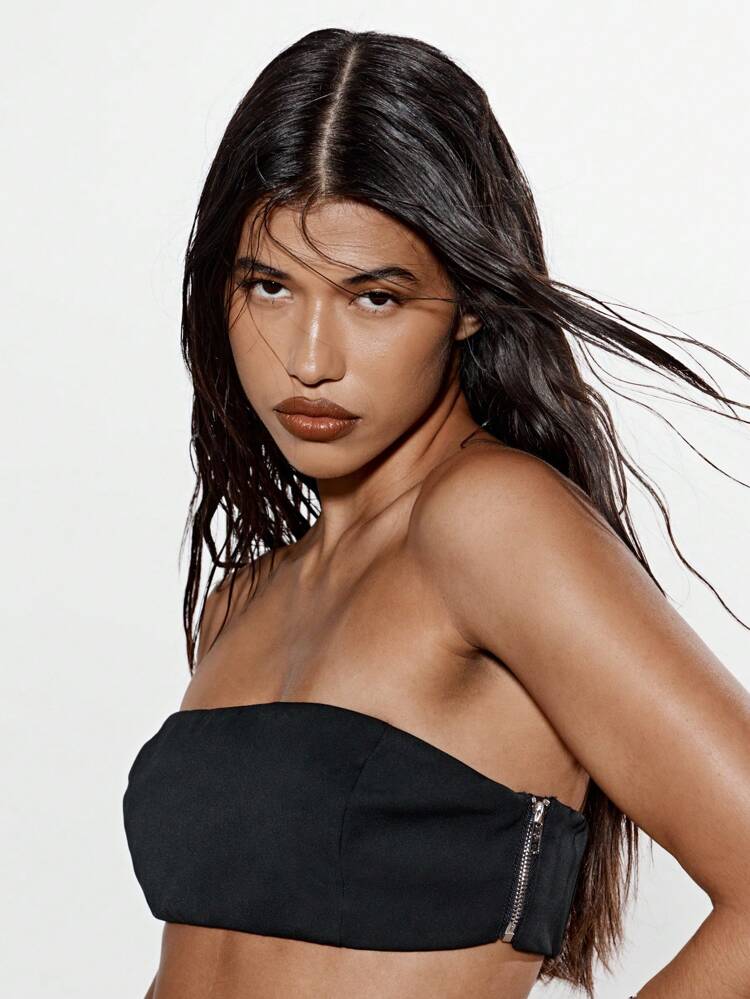 KIZN Strapless Bandeau Tube Crop Top