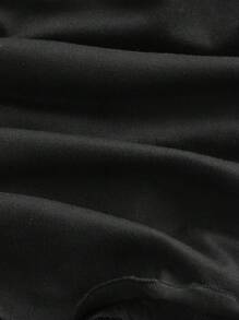 SHEIN MOD Áo thun nữ cỡ lớn, cổ bẻ, viền ren, cổ buộc, vừa vặn, cổ tròn, cổ bẻ, tay lỡ, áo phông, năm mới, ngày lễ tình nhân, áo phông nữ cỡ lớn, áo mùa xuân, áo nữ, áo sơ mi nữ, áo cánh nữ mùa hè - màu đen - Xem 3