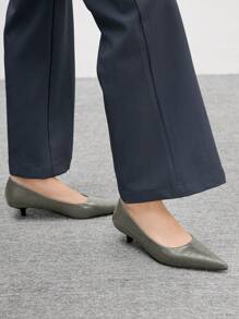 CUCCOO BIZCHIC 女士尖头小猫跟高跟鞋，时尚简约高跟鞋，适合夏季、度假、通勤、复古风格 - 灰色 - 查看 5