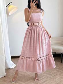 DAZY Summer Women Elegant Maxi Sundress Beach Vacation Dress,Back To School Clothes Floral Dresses For Women - Pink - View 7