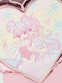 Winx Club X ROMWE 1 chiếc túi đeo chéo hình trái tim dễ thương dành cho nữ, ví thời trang đơn giản mới - Nhiều màu - Xem 2